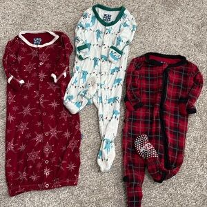 ^(3) KicKee Pants Holiday Christmas Footies & Sleep Sack Snowflakes, Plaid, Cats